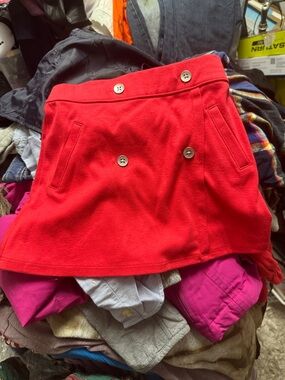 Nautica Red Button-Front Mini Skirt